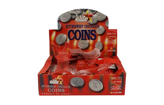 Elite Bittersweet Chocolate Coins Box 24 ct (Parve)