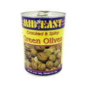 Mid east cracked & spicy green olives 19 oz