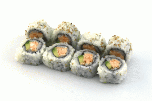 Cooked Salmon Avocado Sushi Rolls 2 Rolls (16 Pieces)